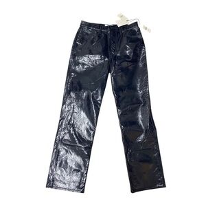 Anthropologie Agolde 90s Pinch Waist Recycled Leather Pants In Shadow Patent NWT